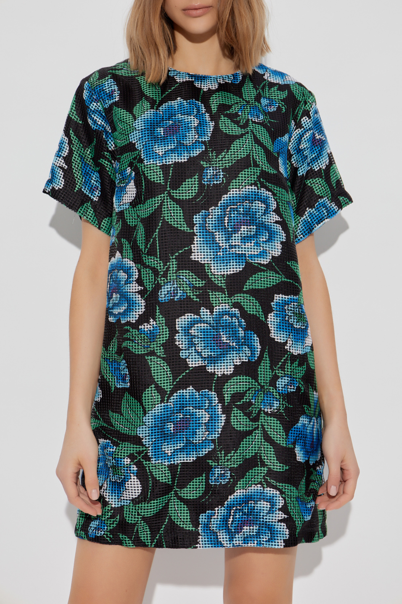 ワンピース KENZO Woman Dress Multicolor FF52RO4059O1 01 KENZO Peonies' kimono sleeve shirt dress in cotton linen